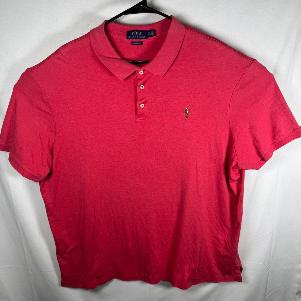 Polo Ralph Lauren Polo Mens XXL Pink Classic Fit Short Sleeve Jersey Shirt - Picture 3 of 11